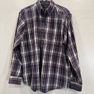 Alexander Julian Colours Men's L Purple Plaid Button Down Shirt Cotton